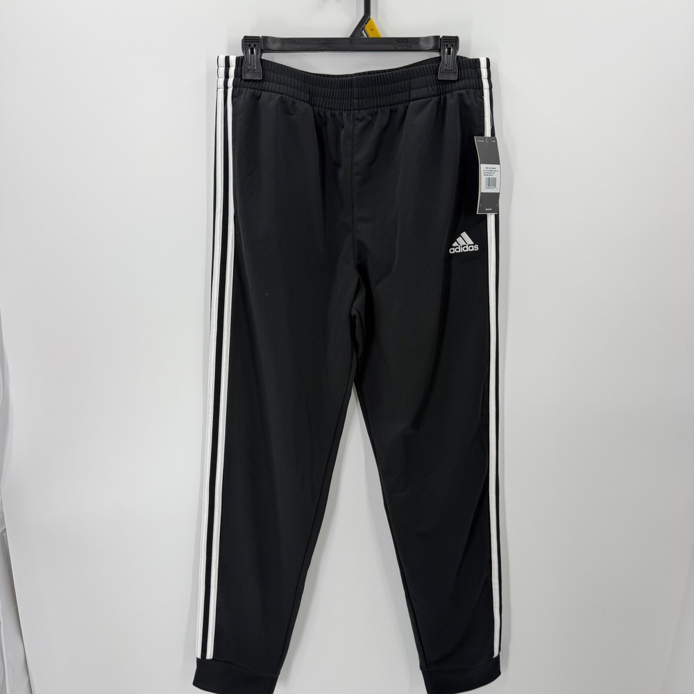 Adidas Boys Track Pants 3 Stripe XL 18 20 Black AK5645P Athletic Activewear